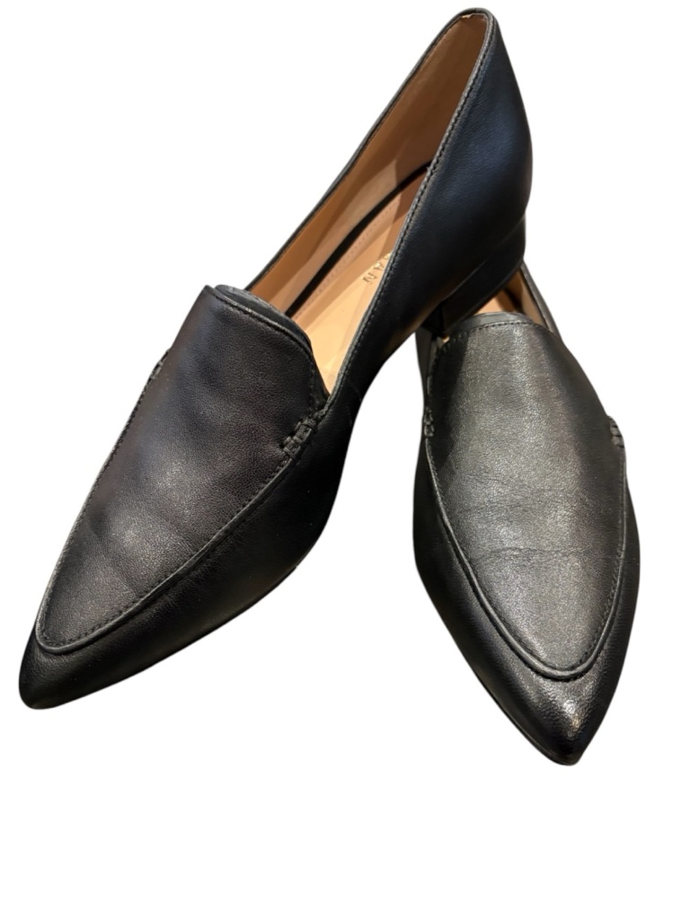Cole Haan Black Leather Slip-On Pointed Loafers, size 6.5